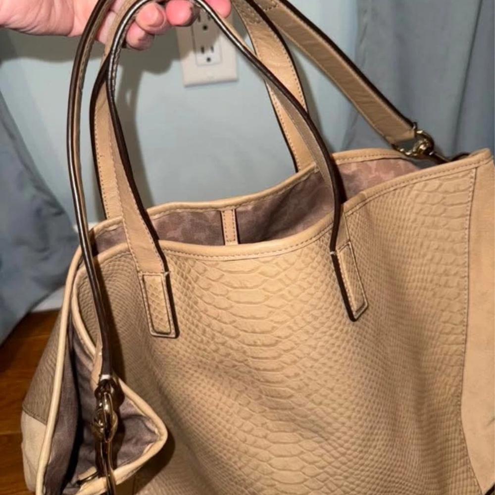 Coach Hadley Python Leather Suede Brown Shopping Tote E1461-F30963 - Picture 3 of 13